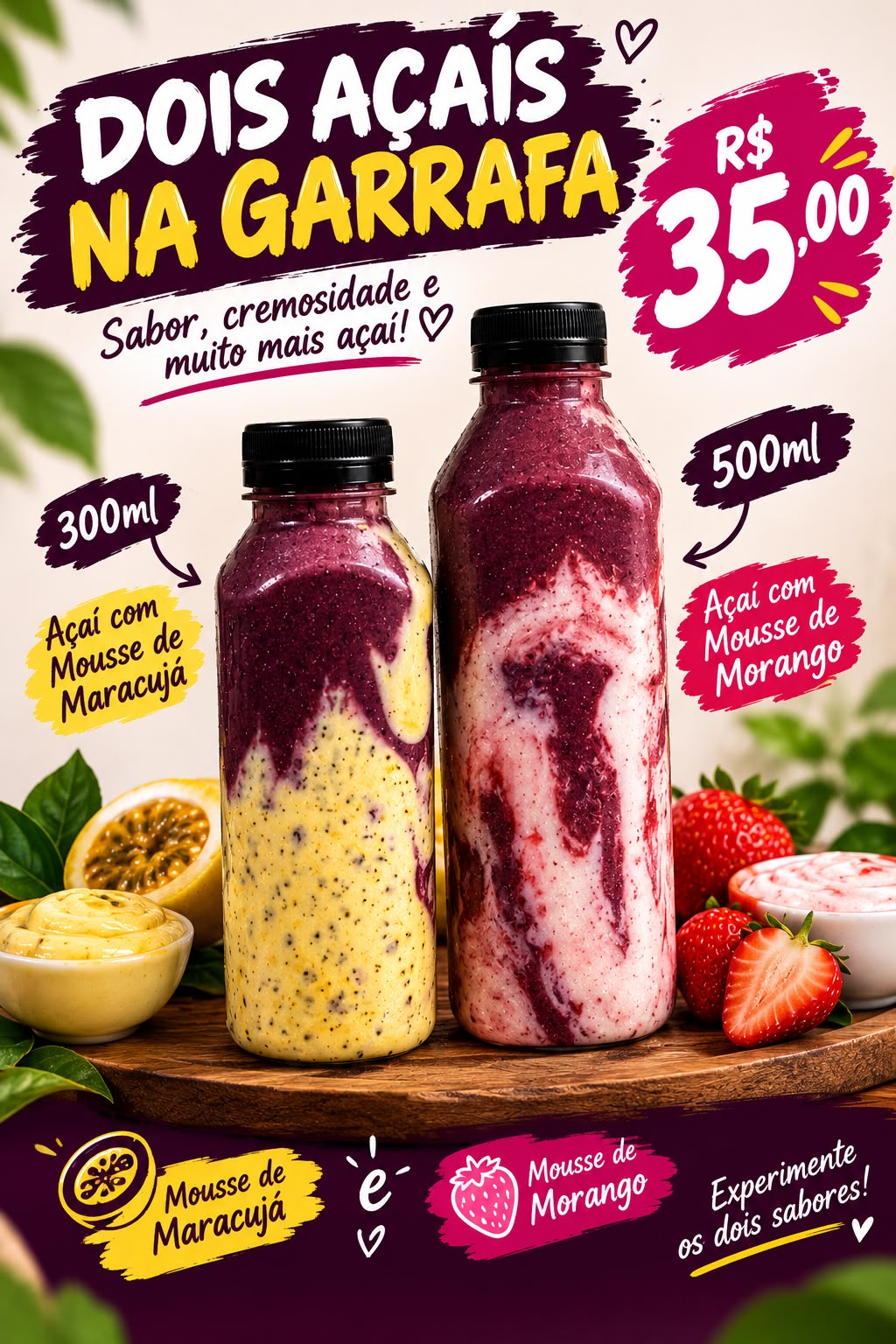 Dois açaís na garrafa